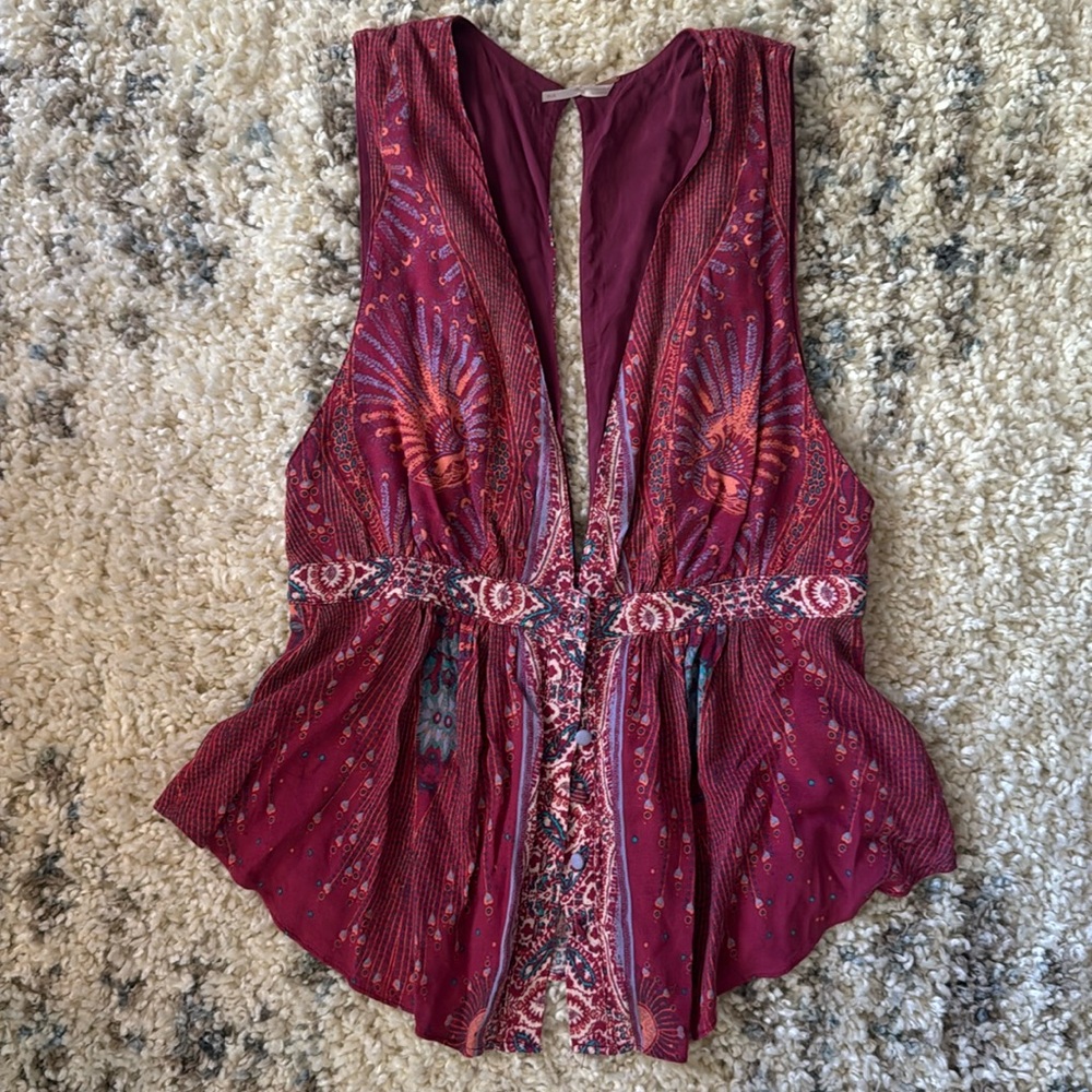 Free people button close tank top